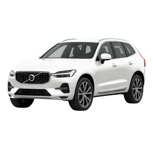 white 2027 Volvo XC60 front three-quarter (facing left) view