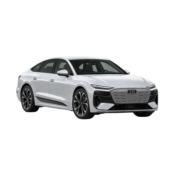 silver 2027 Audi A6 e-tron front three-quarter (facing right) view