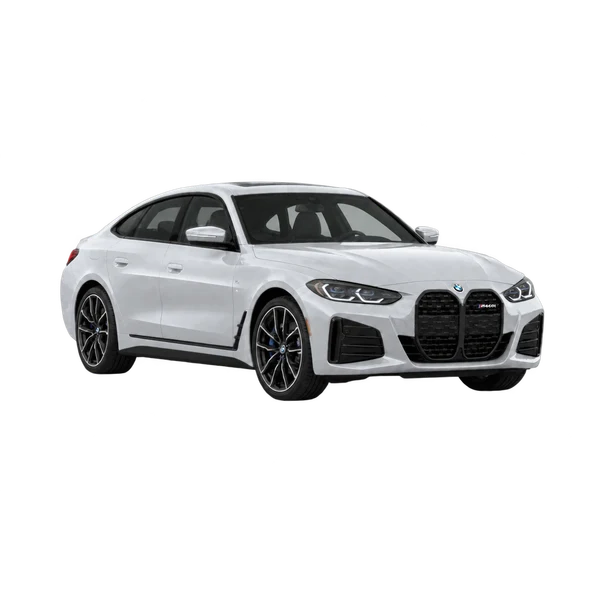 silver 2022 BMW M440i xDrive Gran Coupe front three-quarter (facing right) view