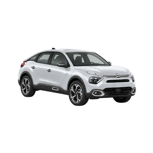 silver 2023 Citroën E-C4 front three-quarter (facing right) view