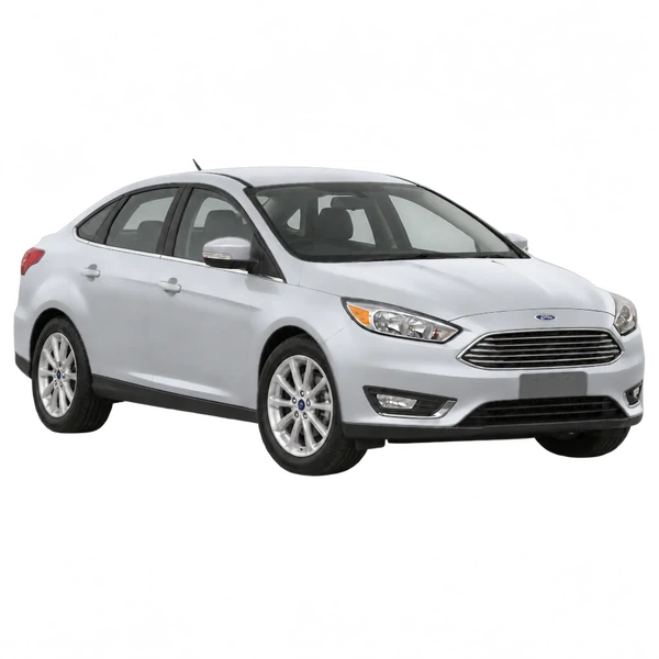 silver 2015 Ford Focus Titanium front three-quarter (facing right) view