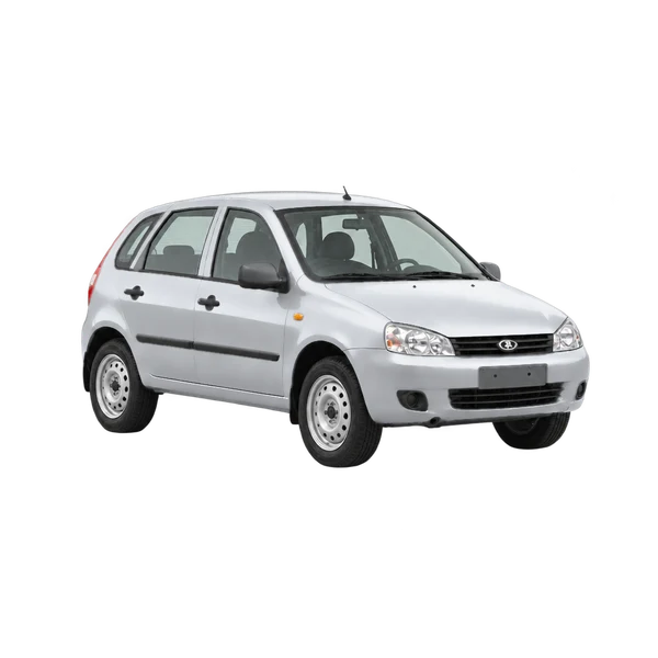 silver 2012 Lada 1117 front three-quarter (facing right) view
