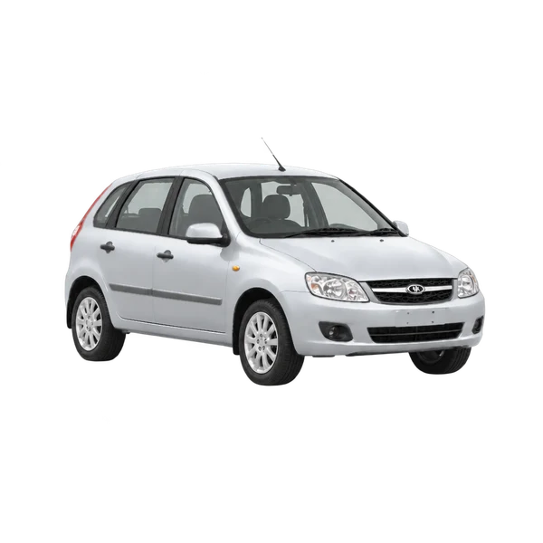 silver 2012 Lada 1119 front three-quarter (facing right) view