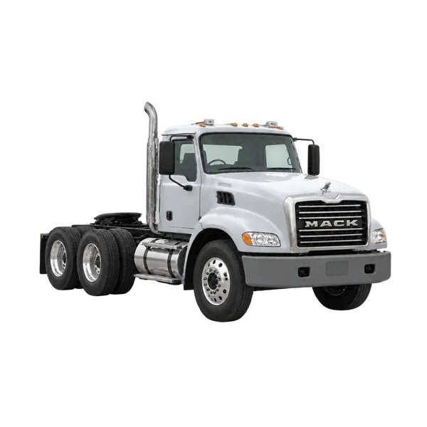 silver 2013 Mack GU (Granite) front three-quarter (facing right) view