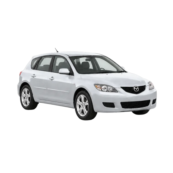 silver 2008 Mazda 3 front three-quarter (facing right) view