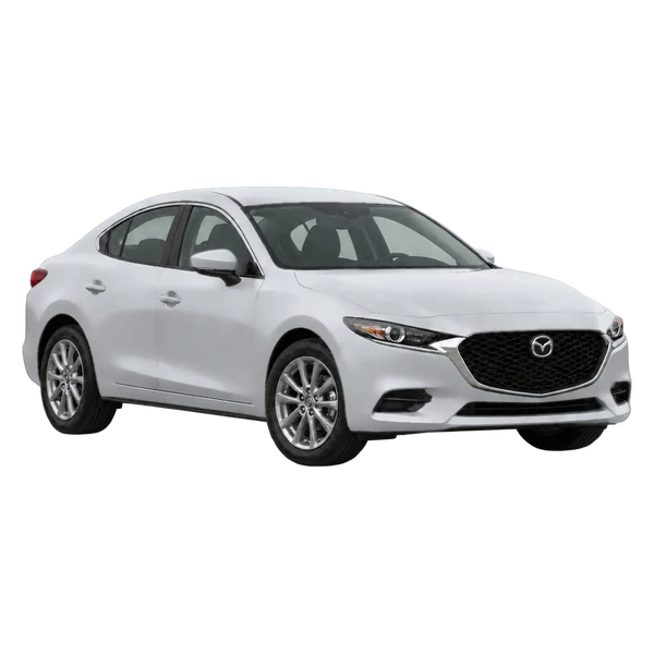 silver 2024 Mazda 3 front three-quarter (facing right) view
