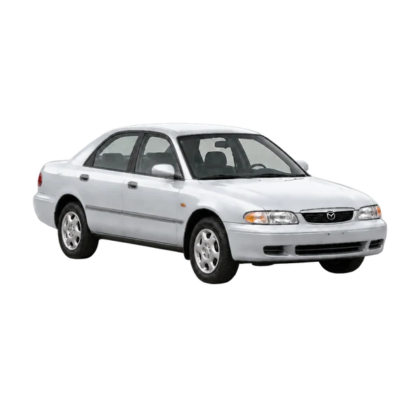 silver 1993 Mazda 626 front three-quarter (facing right) view
