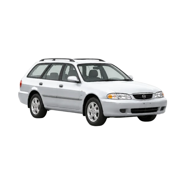silver 1997 Mazda 626 Wagon 2.0I LX front three-quarter (facing right) view