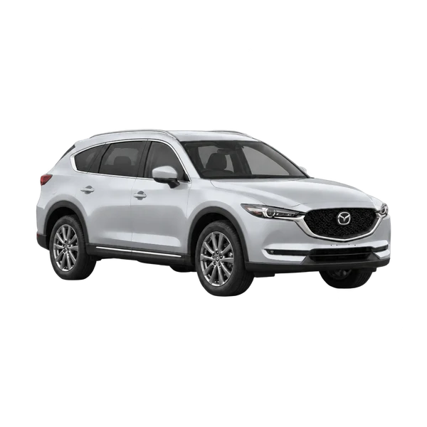 silver 2021 Mazda CX-8 front three-quarter (facing right) view