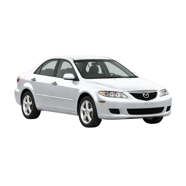 silver 2004 Mazda Mazda6 front three-quarter (facing right) view