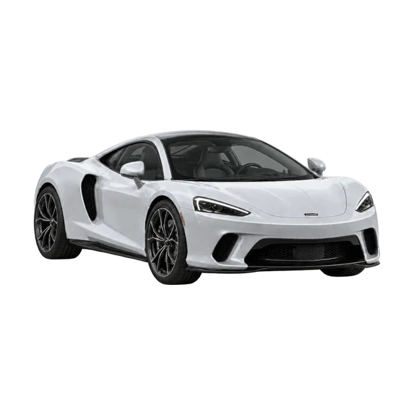 silver 2026 McLaren GT front three-quarter (facing right) view