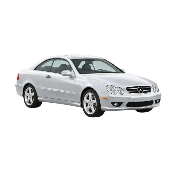 silver 2006 Mercedes-Benz CLK front three-quarter (facing right) view
