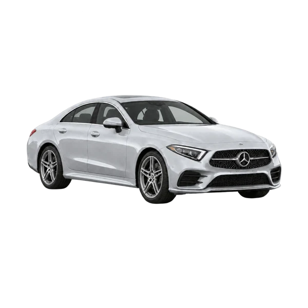 silver 2020 Mercedes-Benz CLS front three-quarter (facing right) view
