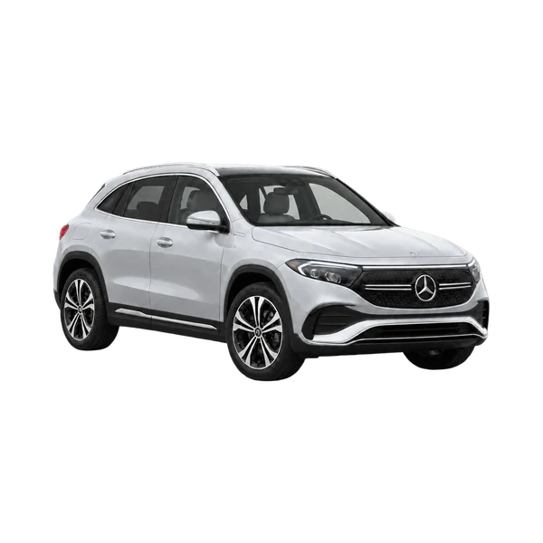 silver 2023 Mercedes-Benz EQA front three-quarter (facing right) view