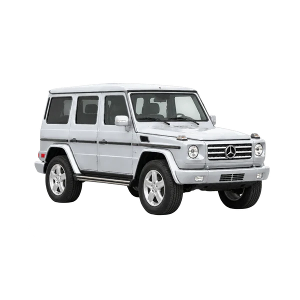 silver 2004 Mercedes-Benz G-Class front three-quarter (facing right) view