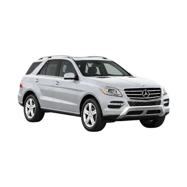 silver 2015 Mercedes-Benz M-Class front three-quarter (facing right) view