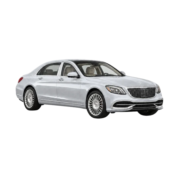 silver 2020 Mercedes-Benz Maybach S-Class front three-quarter (facing right) view
