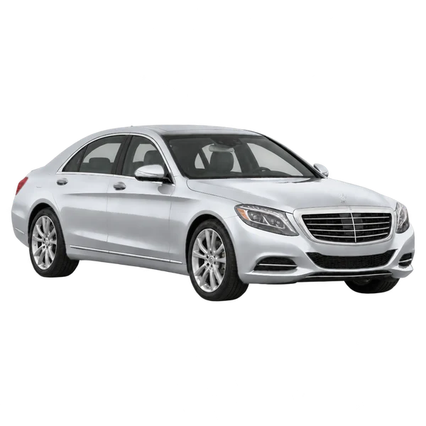 silver 2015 Mercedes-Benz S-Class front three-quarter (facing right) view