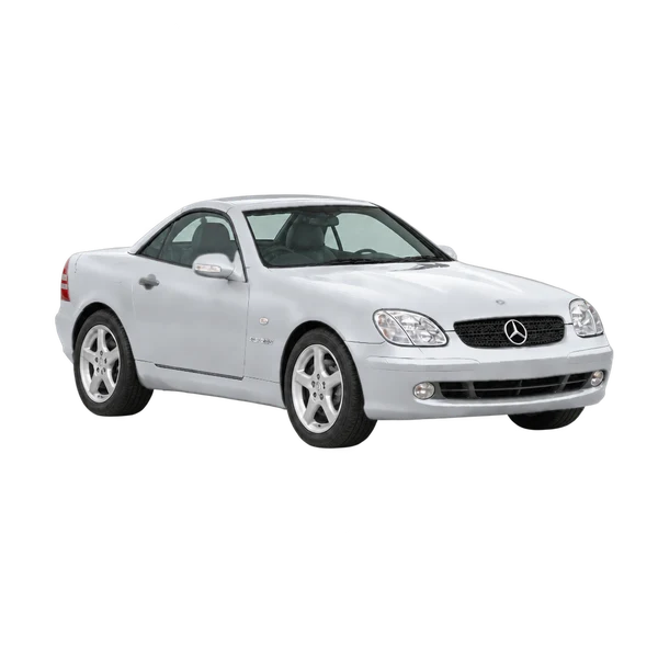 silver 2001 Mercedes-Benz SLK-Class front three-quarter (facing right) view