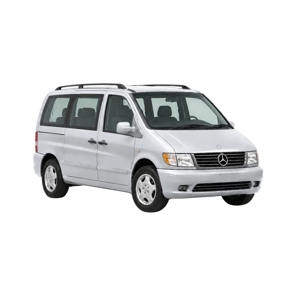 silver 1999 Mercedes-Benz V-Class front three-quarter (facing right) view