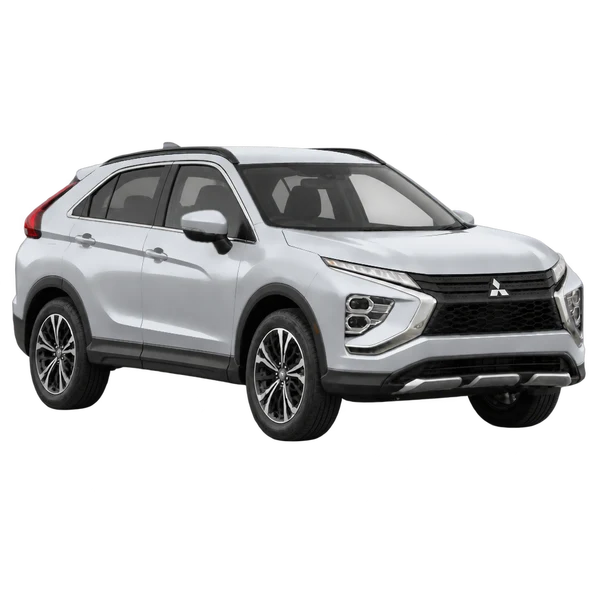 silver 2025 Mitsubishi Eclipse Cross front three-quarter (facing right) view