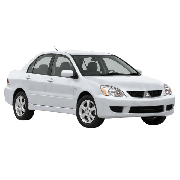 silver 2007 Mitsubishi Lancer front three-quarter (facing right) view