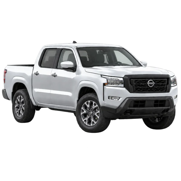 silver 2026 Nissan Frontier front three-quarter (facing right) view