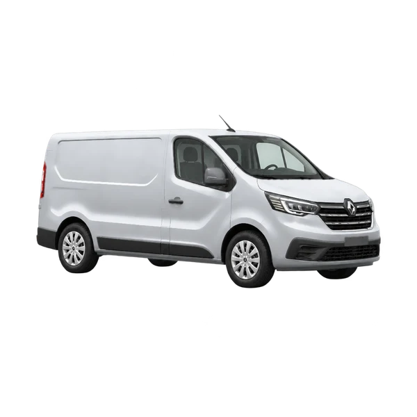 silver 2022 Renault Trafic front three-quarter (facing right) view