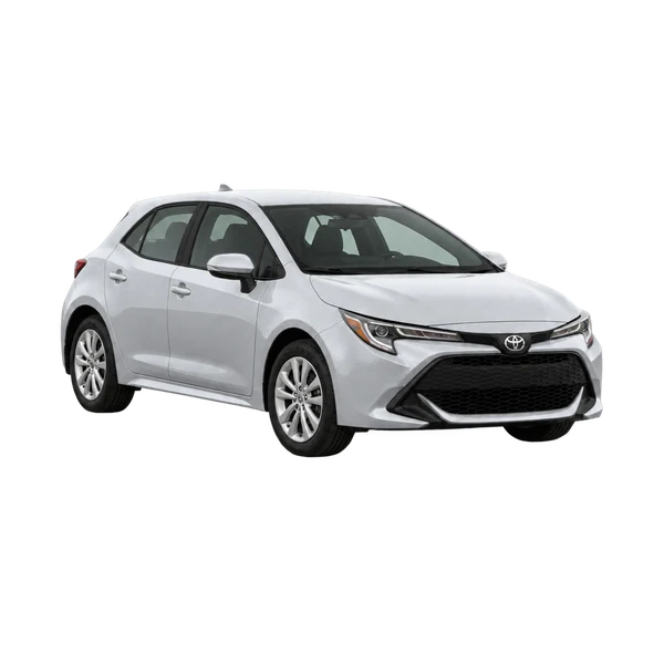 silver 2022 Toyota Corolla Hatchback front three-quarter (facing right) view