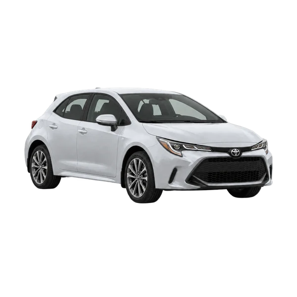 silver 2023 Toyota Corolla Hatchback front three-quarter (facing right) view