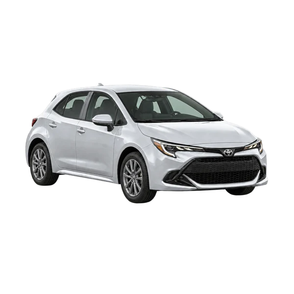 silver 2024 Toyota Corolla Hatchback front three-quarter (facing right) view