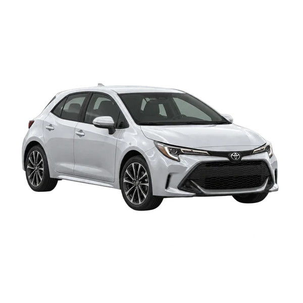 silver 2026 Toyota Corolla Hatchback front three-quarter (facing right) view