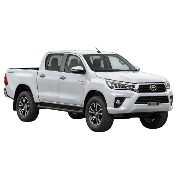 silver 2019 Toyota Hilux Invincible D-4D 4WD DCB front three-quarter (facing right) view