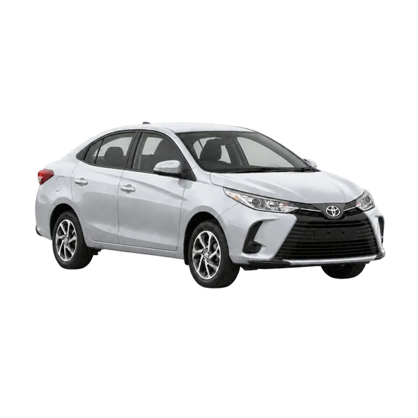 silver 2022 Toyota Vios front three-quarter (facing right) view
