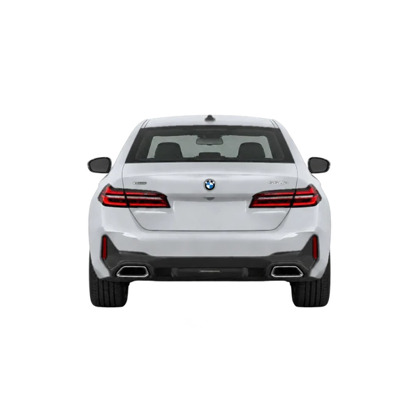 silver 2023 BMW 550E Xdrive rear view