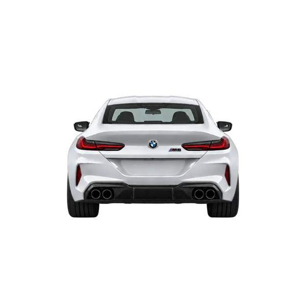 silver 2020 BMW M8 rear view