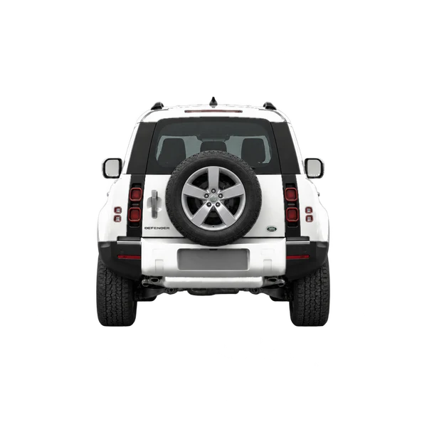 white 2023 Land Rover Defender rear view