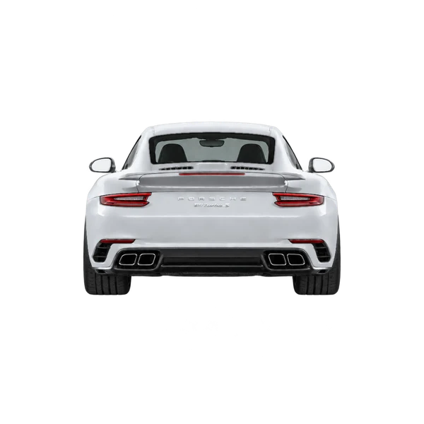 silver 2019 Porsche 911 Turbo S rear view