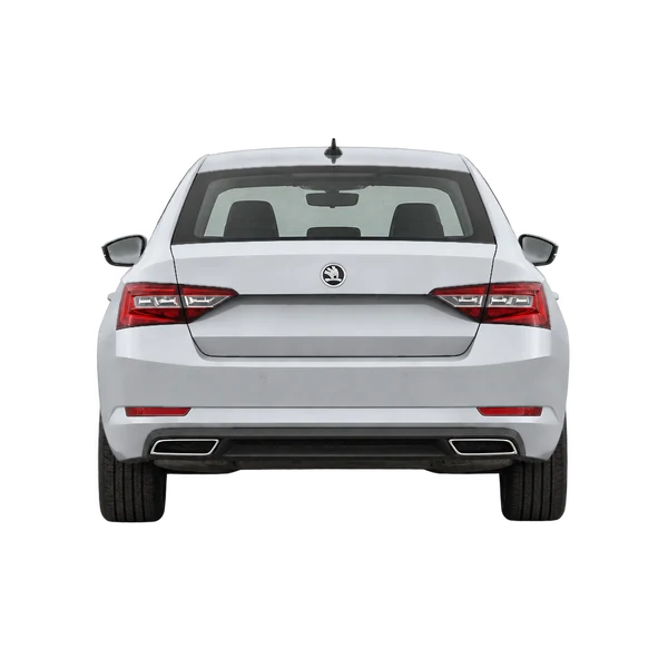 silver 2019 Skoda Superb rear view