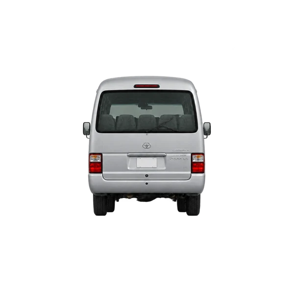 silver 2015 Toyota Coaster rear view