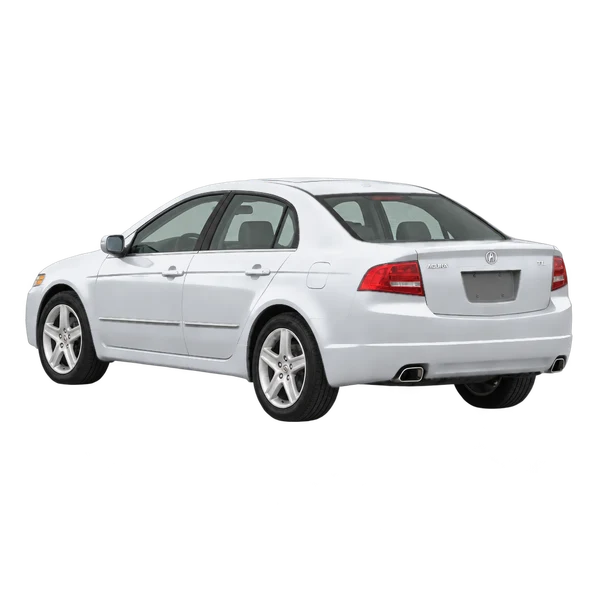 silver 2004 Acura TL rear three-quarter (facing left) view