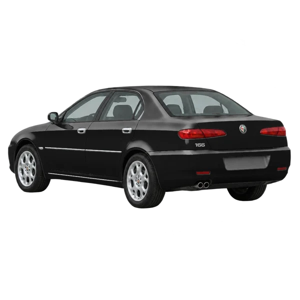 black 1998 Alfa Romeo 166 rear three-quarter (facing left) view