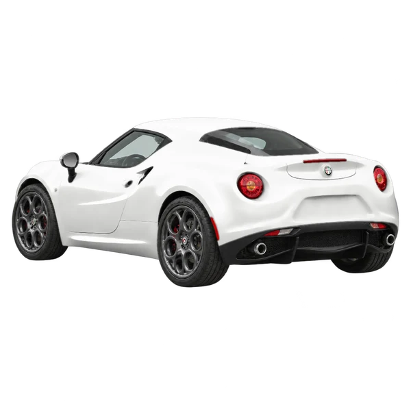 white 2018 Alfa Romeo 4C rear three-quarter (facing left) view