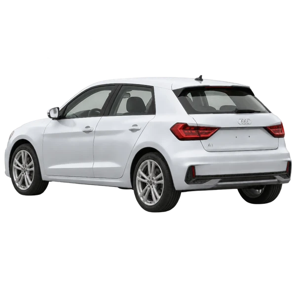 silver 2024 Audi A1 rear three-quarter (facing left) view