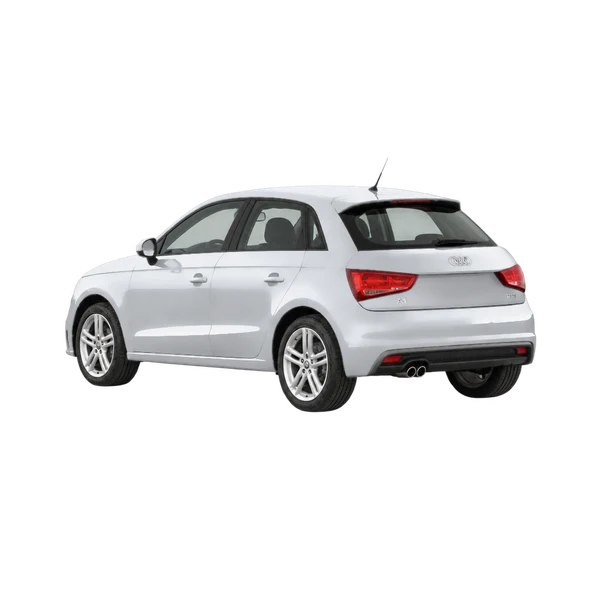 silver 2012 Audi A1 Sportback rear three-quarter (facing left) view