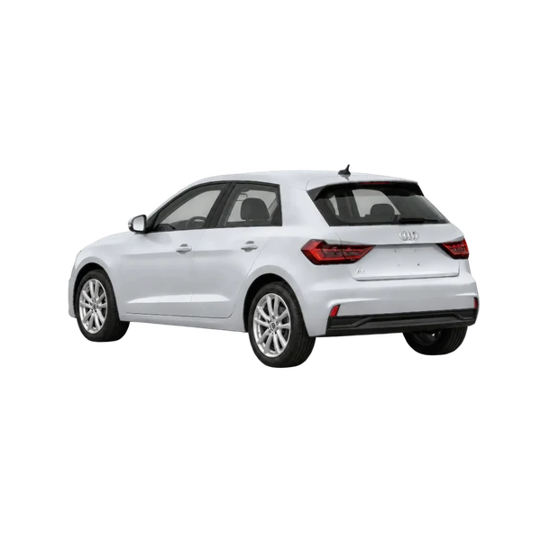 silver 2019 Audi A1 Sportback rear three-quarter (facing left) view
