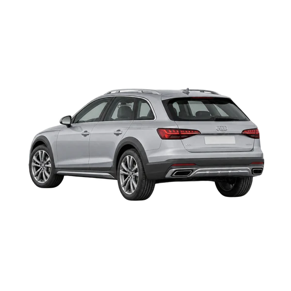 silver 2026 Audi A4 allroad rear three-quarter (facing left) view