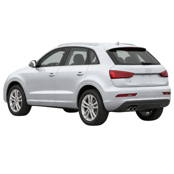 silver 2014 Audi Q3 rear three-quarter (facing left) view