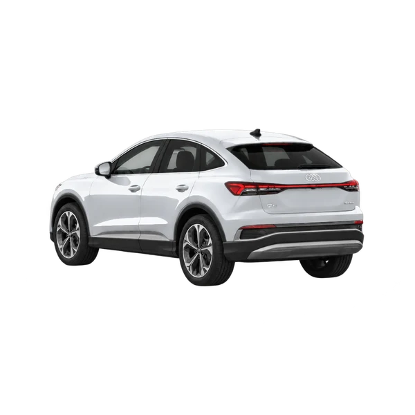 silver 2023 Audi Q4 Sportback 35 E-Tron rear three-quarter (facing left) view