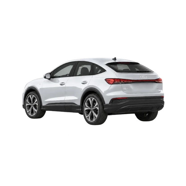 silver 2026 Audi Q4 Sportback 40 E-Tron rear three-quarter (facing left) view